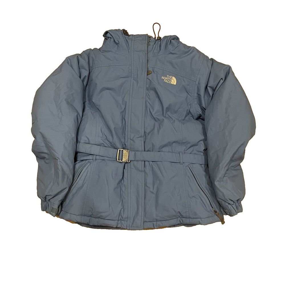 The‎ North Face Belted 550 Womens Large Jacket Coat Goose Down Puffer Blue - Picture 3 of 13